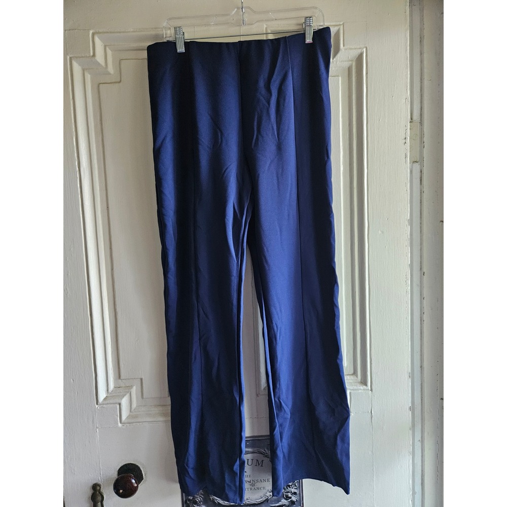 Heimish USA Womens Navy Blue Crepe Straight Leg Pull On Dress Pants Slacks